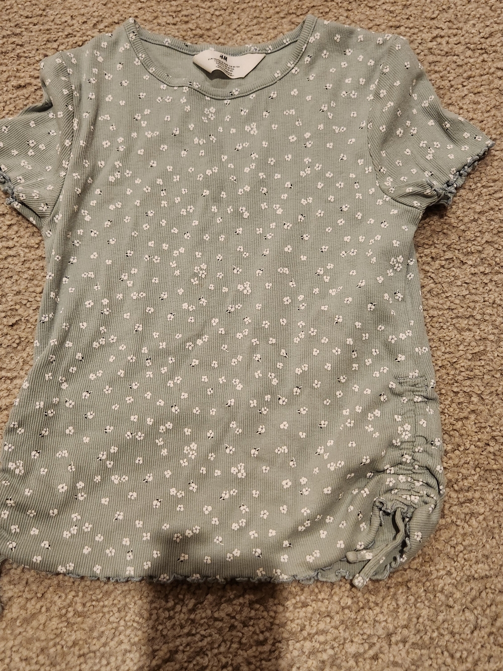 H&M Sage Green Floral Short Sleeve Tee